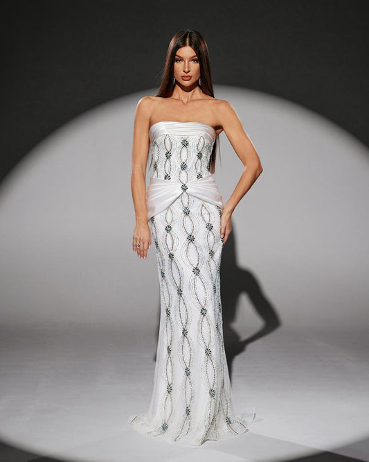 JMT-941386 Elegant White Evening Gown for Women - Style SH0212