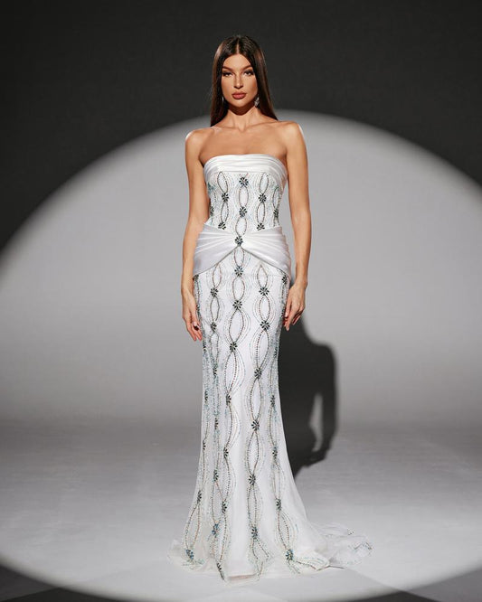 JMT-941386 Elegant White Evening Gown for Women - Style SH0212