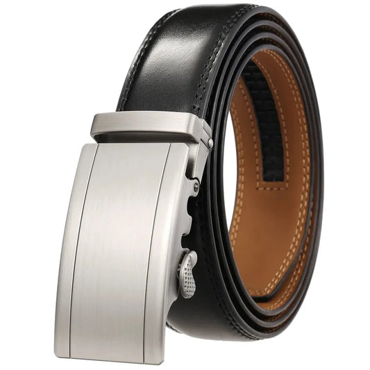 JMT-947658 Zinc Alloy Automatic Buckle Leather Belt for Men - Model LY25-1069-2