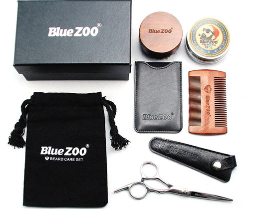 JMT-949194 Sandalwood Double-Sided Beard Comb with Portable PU Cover for Anti-Static Grooming