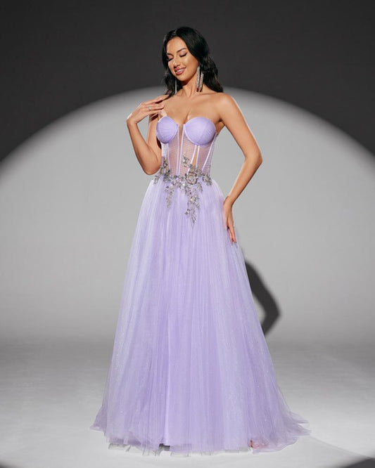 JMT-957194 Elegant Purple Evening Gown for Women - Model SH0219