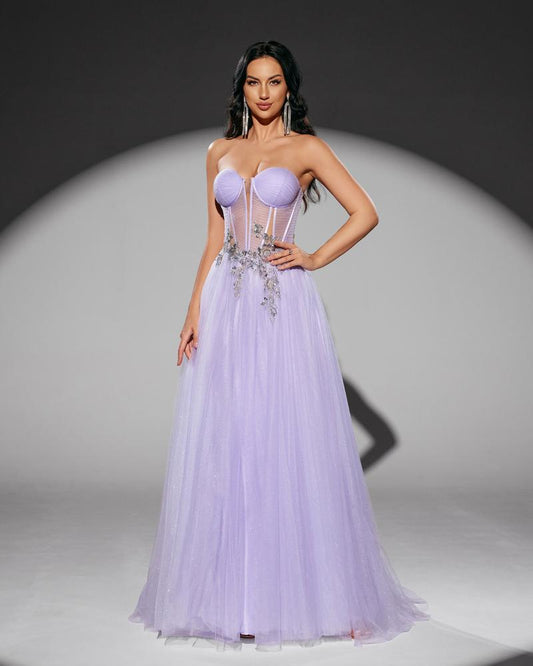 JMT-957194 Elegant Purple Evening Gown for Women - Model SH0219