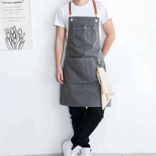 JMT-962762 Canvas Kitchen Apron with Custom Logo, Eco-Friendly Workwear for Hair Stylists and Art Painting
