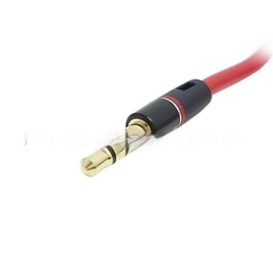 JMT-962890 1m Red 3.5mm Male to Male Elbow Audio Cable for Car and Digital Devices - Gold Plated Copper Core
