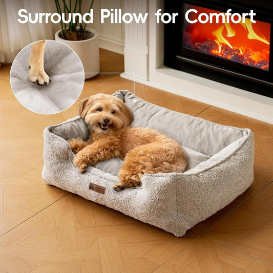 JMT-984586 Medium Dog Bed – Washable Rectangle Dog Bed with Warming Features and Non-Slip Bottom, Suitable for Medium Dogs