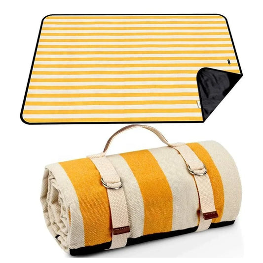 JMT-732042 Outdoor Eco-Friendly Waterproof Picnic Blanket with Leather Strap - Portable Recycled Oxford Mat for Camping and Beach