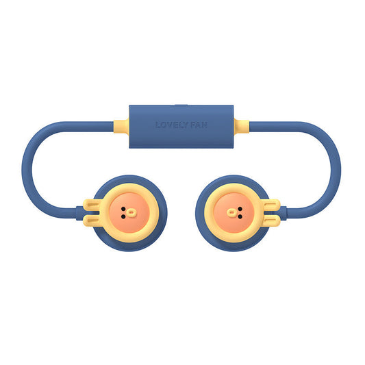 JMT-983133 Leafless Hanging Neck Fan - USB Rechargeable Mini Portable Fan for Students, Pink or Blue, Three Speed Settings