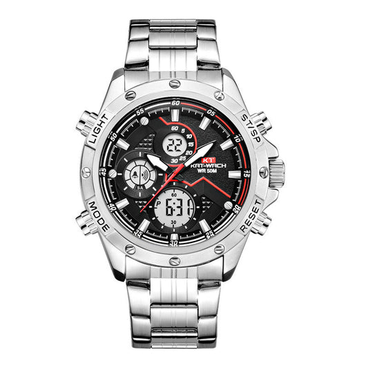 JMT-849757 Waterproof Stainless Steel Smart Watch with LED Light, Adjustable Length 15-21cm