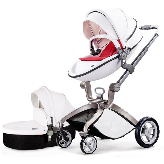 JMT-742666 Luxury 3-in-1 PU Leather Baby Stroller with High Landscape Design