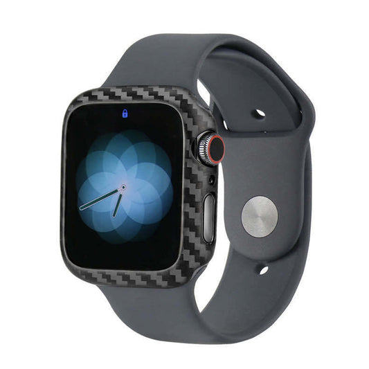 JMT-031709 Carbon Fiber Half Wrap Leather Case for Apple Watch 4 (44mm) - Ultra-Thin and Anti-Drop