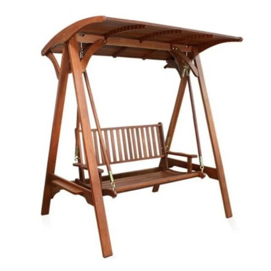 JMT-695882 Wooden Patio Swing Chair with Canopy for Garden and Backyard Relaxation