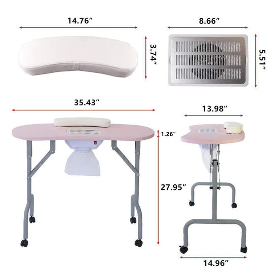 JMT-599882 Portable Rolling and Single Manicure Tables for Versatile Nail Care Solutions