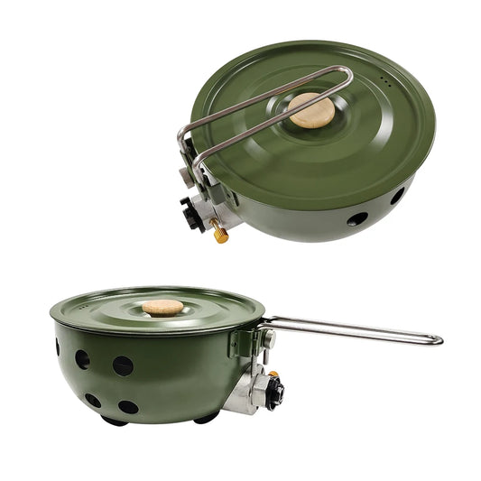 JMT-481098 Portable Butane Gas Stove with Integrated Pot – Windproof Camp Stove for Outdoor Cooking and Hiking