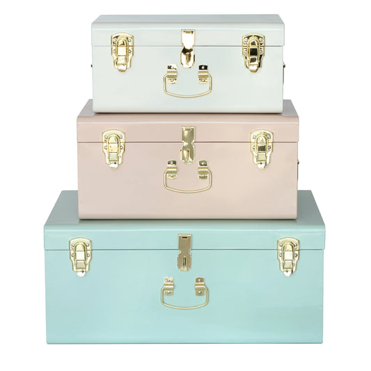 JMT-069194 Metal-Accented Storage Trunk Box for Organised Home Storage Solutions