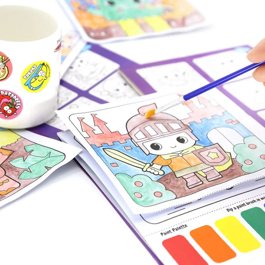 JMT-055818 Portable Art Supplies Kit for Kids with Colouring Book and Brush Set