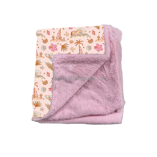 JMT-876426 Soft Bamboo Fibre Minky Fur Back Blanket for Babies and Adults - Warm Winter Sleep Blanket