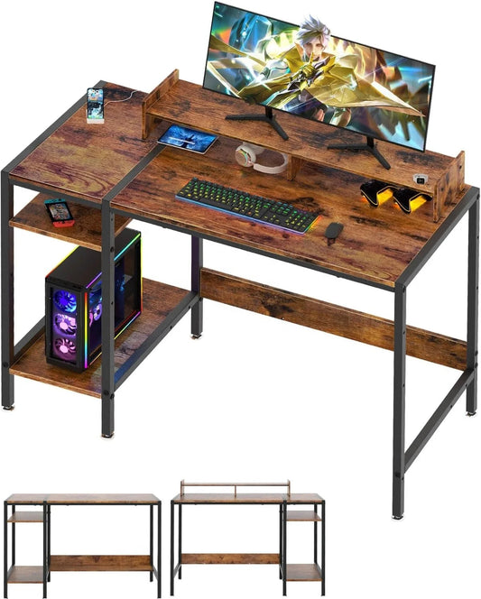 JMT-645002 Adjustable Gaming Computer Desk with Monitor Stand and Storage Solutions