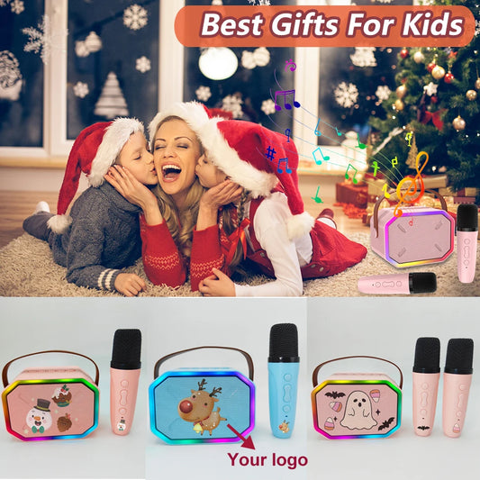 JMT-231434 Portable Mini Speaker with Wireless Dual Microphone for Karaoke and Audio Playback