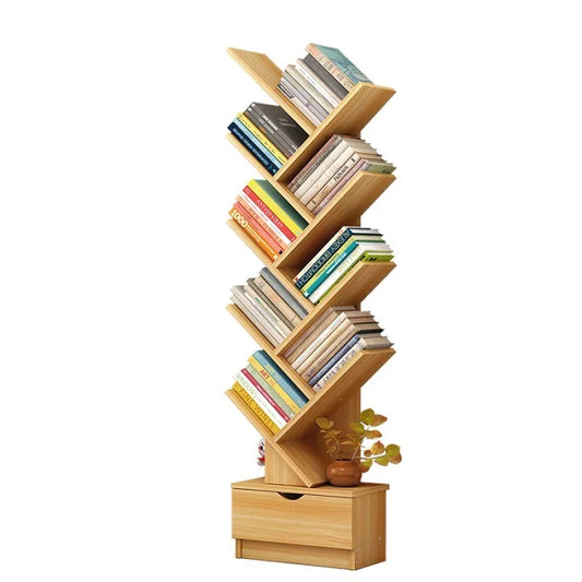JMT-451850 Modern Tree-Shaped Wood Bookshelf - Stylish Storage Solution for Books and Decor