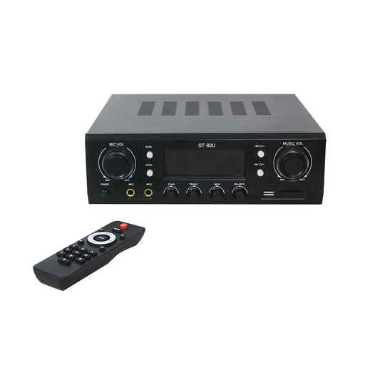 JMT-964042 70W 2-Channel Stereo Bluetooth Amplifier Receiver with FM Radio, Phono, and Coaxial Inputs for Home Audio Systems