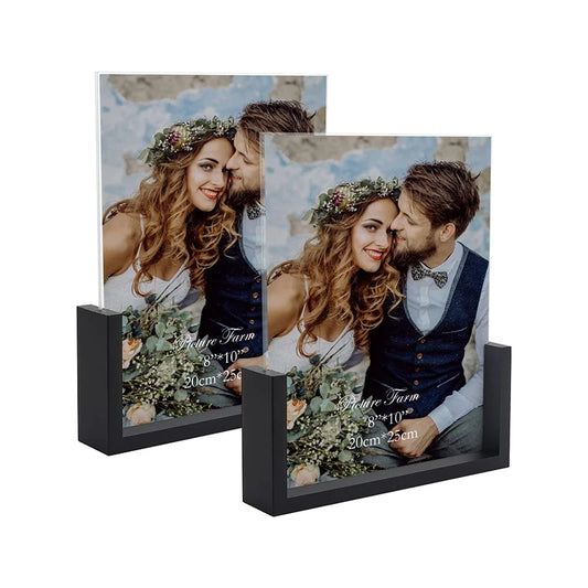 JMT-272778 Acrylic Photo Frame with Wooden U-Shaped Stand for Home and Office Décor
