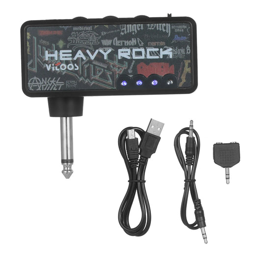 JMT-399242 Portable Mini Earphone Amplifier for Electric Guitar with Distortion Effect - Rechargeable Battery, USB Cable Included