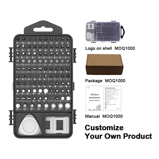 JMT-521098 Precision Mini Screwdriver Set with 118 Magnetic Bits - Multi-Function Stainless Steel Repair Tool