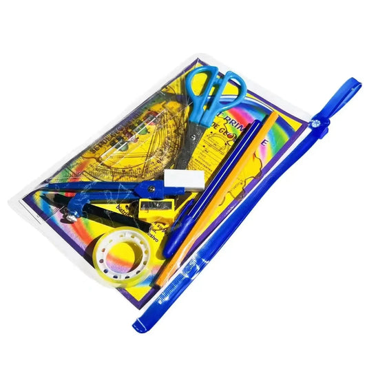 JMT-616650 Geometric Pencil Sharpener, Eraser, and Adhesive Tape Stationery Set for School and Kids