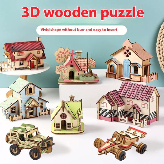 JMT-865290 3D Wooden Puzzle Kit for Kids - Eco-Friendly DIY Educational Toy in Cartoon Style
