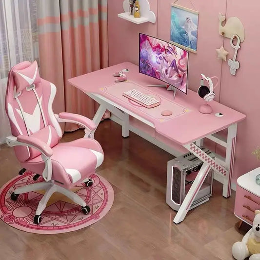 JMT-289162 Adjustable Pink Metal Gaming and Home Office Table