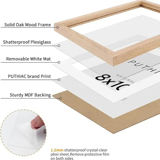 JMT-226506 Classic Wooden Photo Frame for Elegant Photo Display with Glass Insert