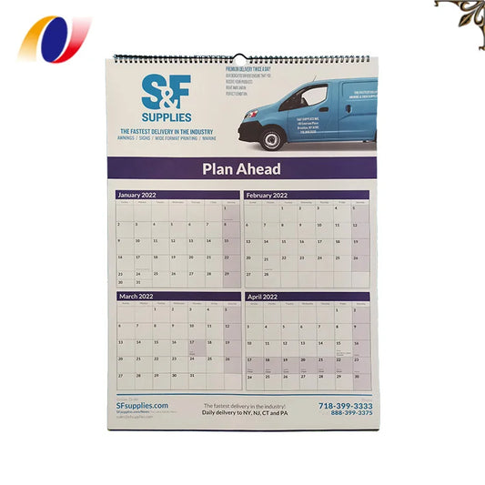 JMT-509642 Custom A2 A3 Full Colour Spiral Bound Wall Calendar Printing