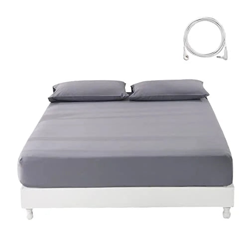 JMT-745354 Queen Size White Bed Sheet with Pure Silver Fiber for EMF Earthing and Grounding Connection