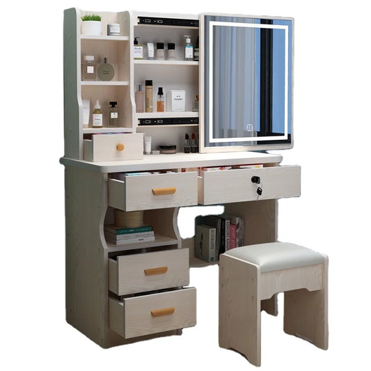 JMT-021258 Elegant MDF Vanity Set with Stool and Mirror for Bedroom Furniture