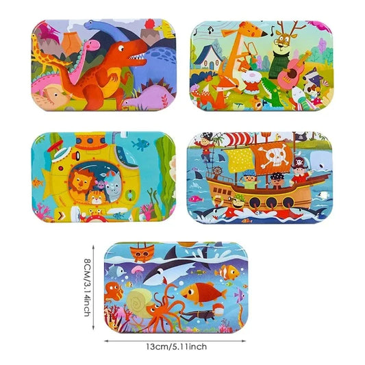 JMT-815562 60-Piece Wooden Jigsaw Puzzle Set Featuring Animal Cartoon Characters for Early Education