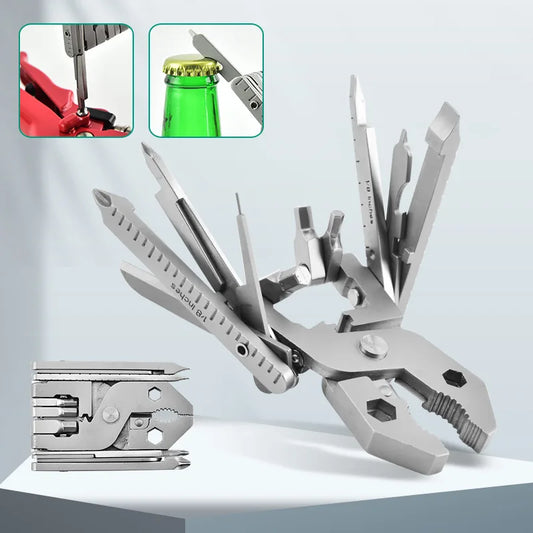 JMT-487178 25-in-1 Stainless Steel Folding Multi-Function Plier with Screwdriver for Outdoor Use