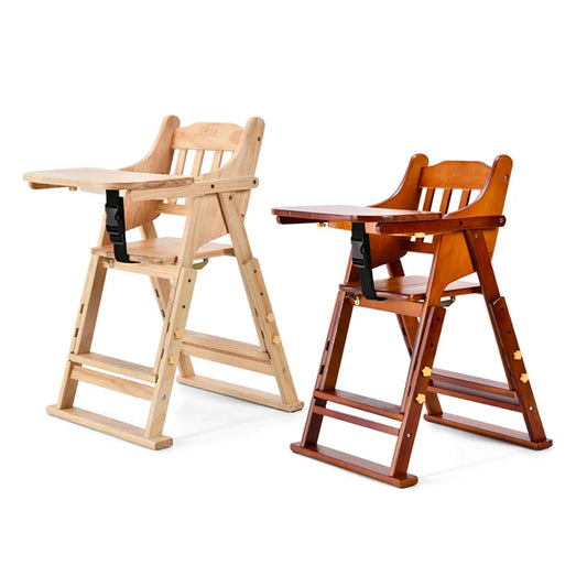 JMT-694730 Folding Wooden Highchair for Children - Adjustable Feeding Chair for Kids' Dining