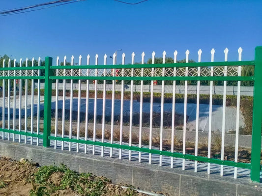 JMT-156874 Corten Steel Anti-Climb Decorative Fence - Outdoor Wrought Iron Guardrail with Black Powder Coating