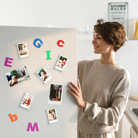 JMT-748490 Double-Sided Magnetic Clear Acrylic Block Photo Frame for Polaroid Pictures