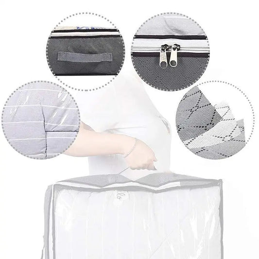 JMT-479370 Foldable Underbed Storage Bags with Durable Handles and Viewing Windows for Home Organisation