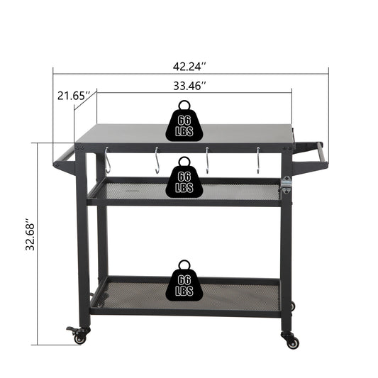 JMT-760202 Adjustable Outdoor Grill Cart with Compact and Durable Design for Easy Transport