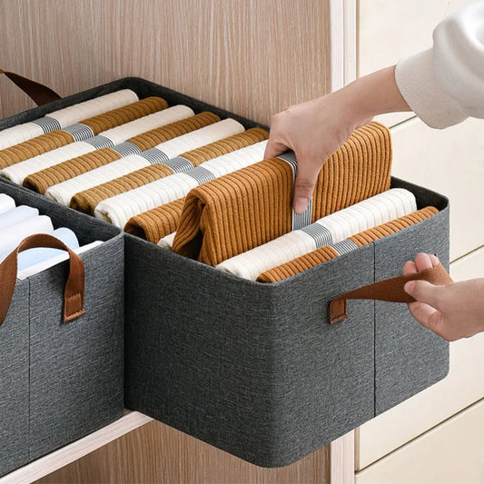 JMT-888394 Foldable Fabric Clothes Storage Box with Steel Frame for Wardrobe Organization