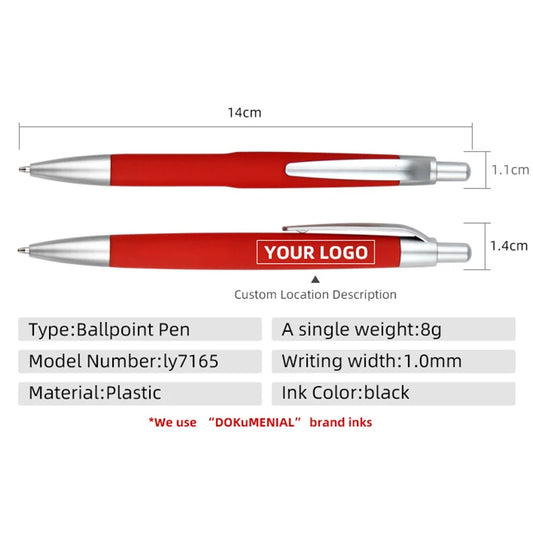 JMT-676106 Custom Plastic Ballpoint Pen with Logo Print - 1.0mm Black Ink, Lightweight Design