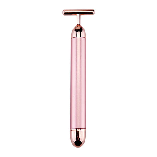 JMT-714186 24k Gold Vibrating Facial Lifting Beauty Bar with T Shape Electric 3D Face Roller Massage