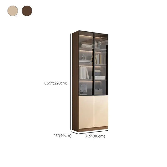 JMT-484618 Modern Wooden Bookshelf with Glass Doors - Stylish Storage Cabinet and Decorative Partition