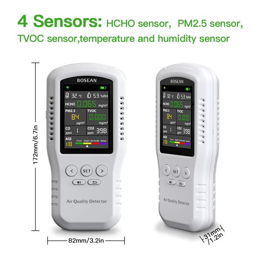 JMT-269002 Air Quality Monitor for CO2, CO, PM2.5, HCHO, TVOC, Temperature, and Humidity with Real Sensors