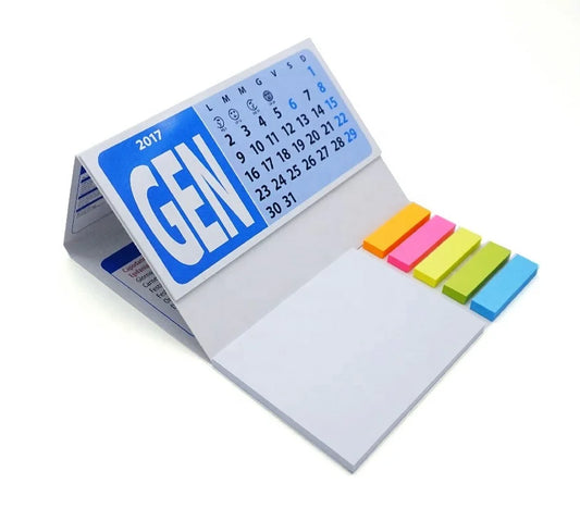JMT-690442 Desktop Calendar with Sticky Notes and Flags, Soft Cover, 13 Sheets, Varnished Design