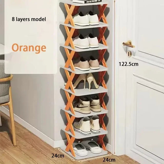 JMT-413834 8-Layer Space-Saving Plastic Slipper Rack – Multi-Functional Home Shoe Storage Cabinet