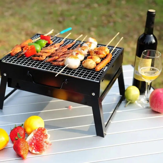 JMT-022346 Portable Charcoal BBQ Grill, Folding Outdoor Smoker for Camping, Picnics, and Beach Use, Steel Construction