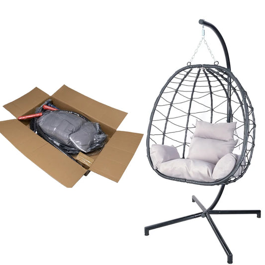 JMT-237130 Rattan Hanging Egg Chair with Cushion and Cover for Indoor or Outdoor Use